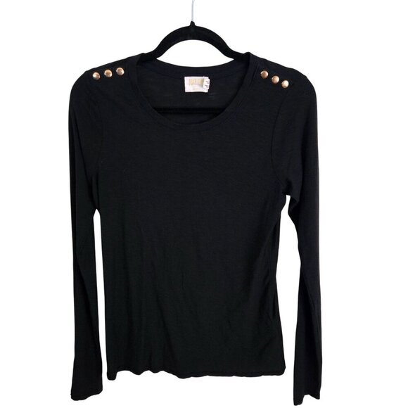 Nation LTD Pima Cotton Black Gold Button Detail Jersey Size M - Picture 2 of 6